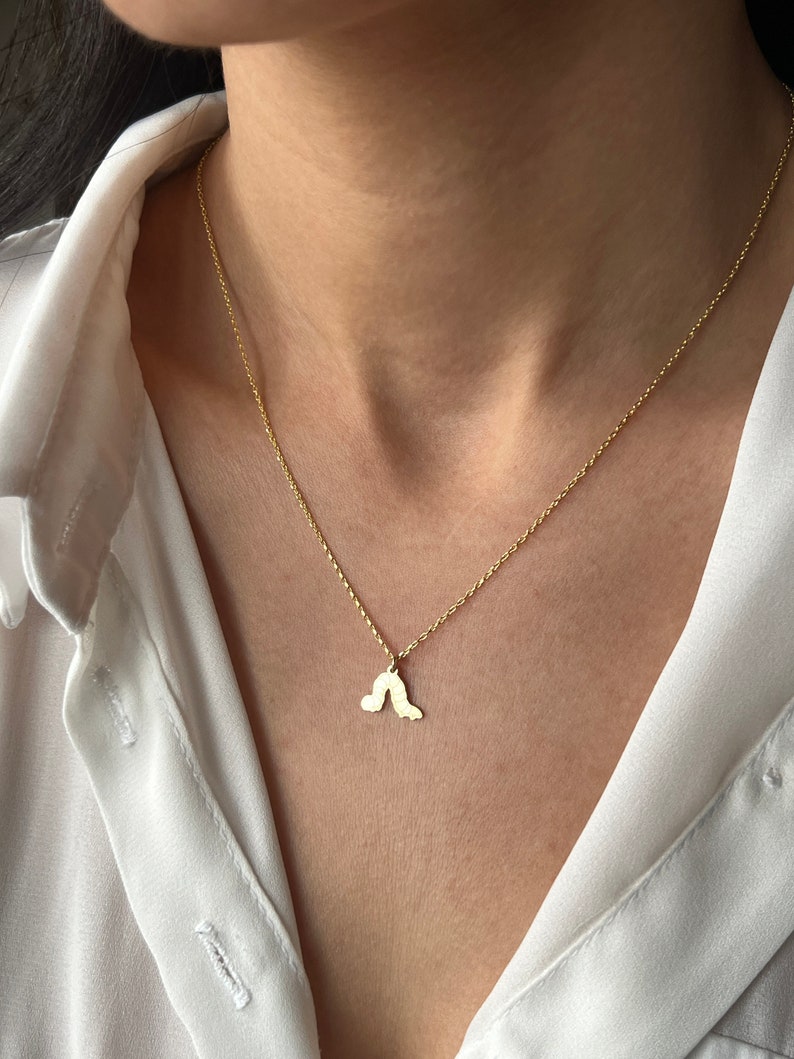 Caterpillar Necklace 925K Sterling Silver 14K Gold Plated Pendant - Etsy