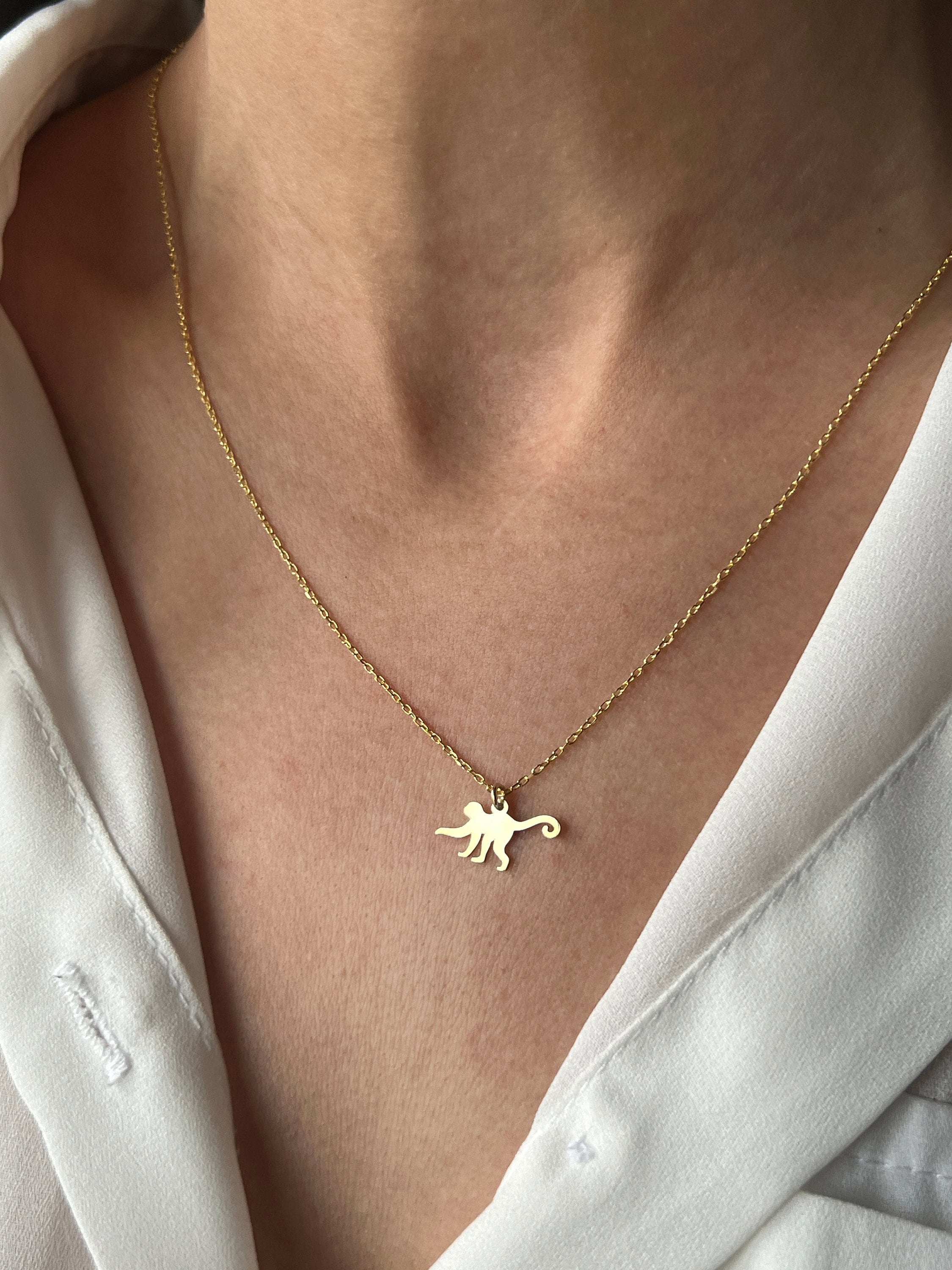 Collier Singe Argent Sterling 925 - Zircone Micro - 45,7cm - Cadeau Femme