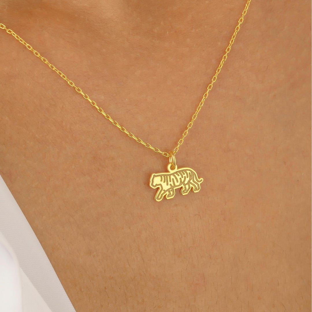 ゴールドメッキスターリングシルバーヒョウネックレスパンサー