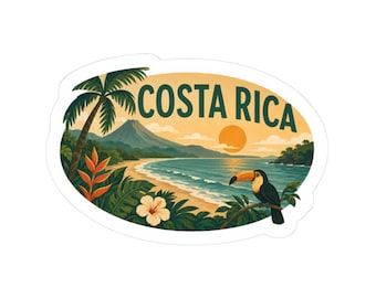 Costa Rica Beach Sunset Toucan Sticker | Kiss-Cut Vinyl Decal