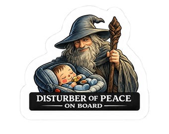 LOTR inspired Gandalf baby on board Sticker | Kiss-Cut Wizard Baby Decal