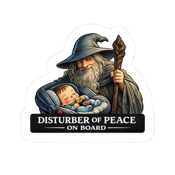 LOTR inspired Gandalf baby on board Sticker | Kiss-Cut Wizard Baby Decal