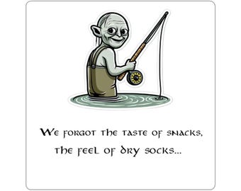 Fishing Golem Kiss-Cut Stickers - Quirky, Fun Laptop Decor, Unique Gift for Fishing Lovers, Snack Humor, Road Trip Essentials, Die-Cut Vinyl