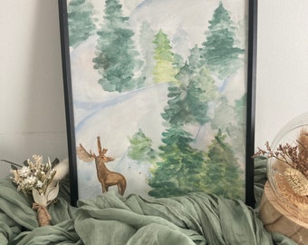 Snowy watercolor