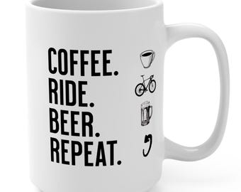 Coffee Ride Beer Repeat Mug | Cycling Enthusiast Gift