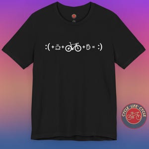 Camiseta de manga corta con la fórmula de la felicidad en bicicleta / Camiseta de regalo de ciclismo / Regalo para ciclistas / Día del padre / Ropa de matemáticas para bicicletas