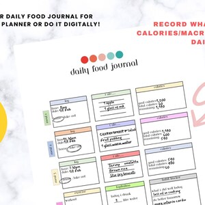Colorful Meal Planner Printable, Weekly Food Diary, Meal Tracker, Food ...
