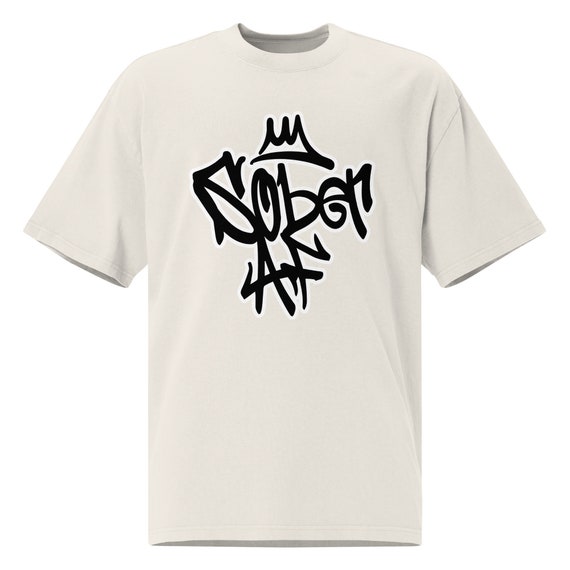 Sober AF Black White Graffiti Tag Oversized Faded T-shirt - Etsy