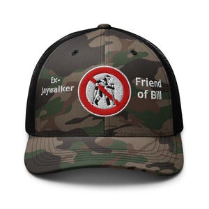 Ex-Jaywalker Friend of Bill White font AA NA slogans sayings Rehab Recovery Sobriety Hat Otto Mesh Trucker Cap