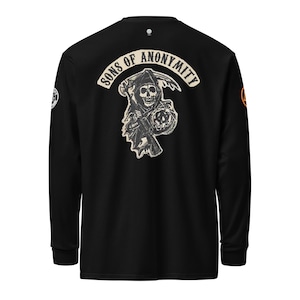 Cykelnöjda vingar Sons of Anonymity-märke AA-logotyp En dag i taget, oavsett vad, LS-gåva-t-shirt
