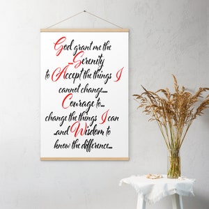 Serenity Prayer AA NA Meeting Wandbehang Poster mit Aufhänger