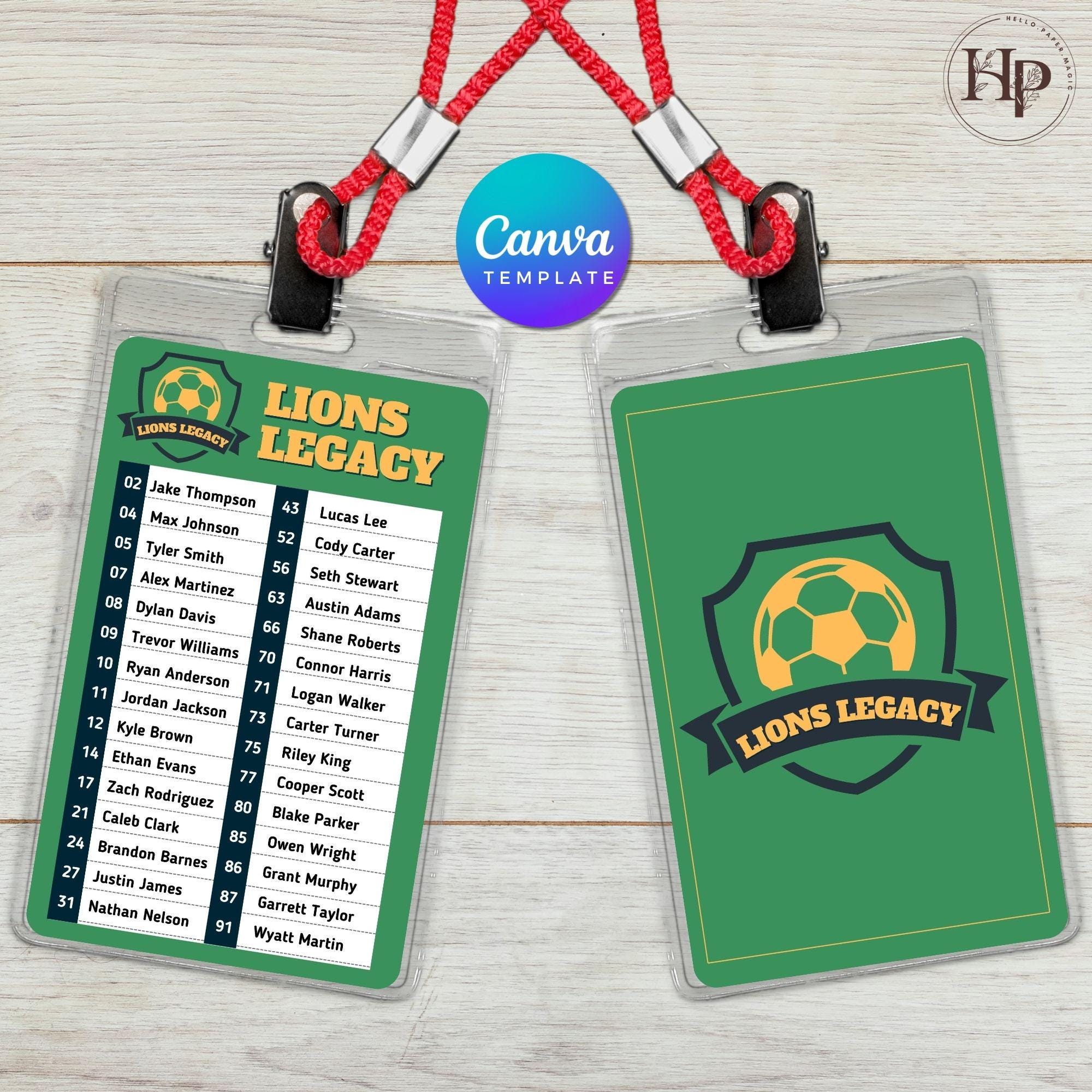Design With Team Roster Backj Editable Team Roster Card Template: Canva Sport Team Design (digital ...