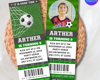 Editable Soccer Ticket Birthday Invitation Template (Digital Download)