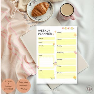 Pastel Weekly Planner Printable | Minimalist Schedule (digital Download ...