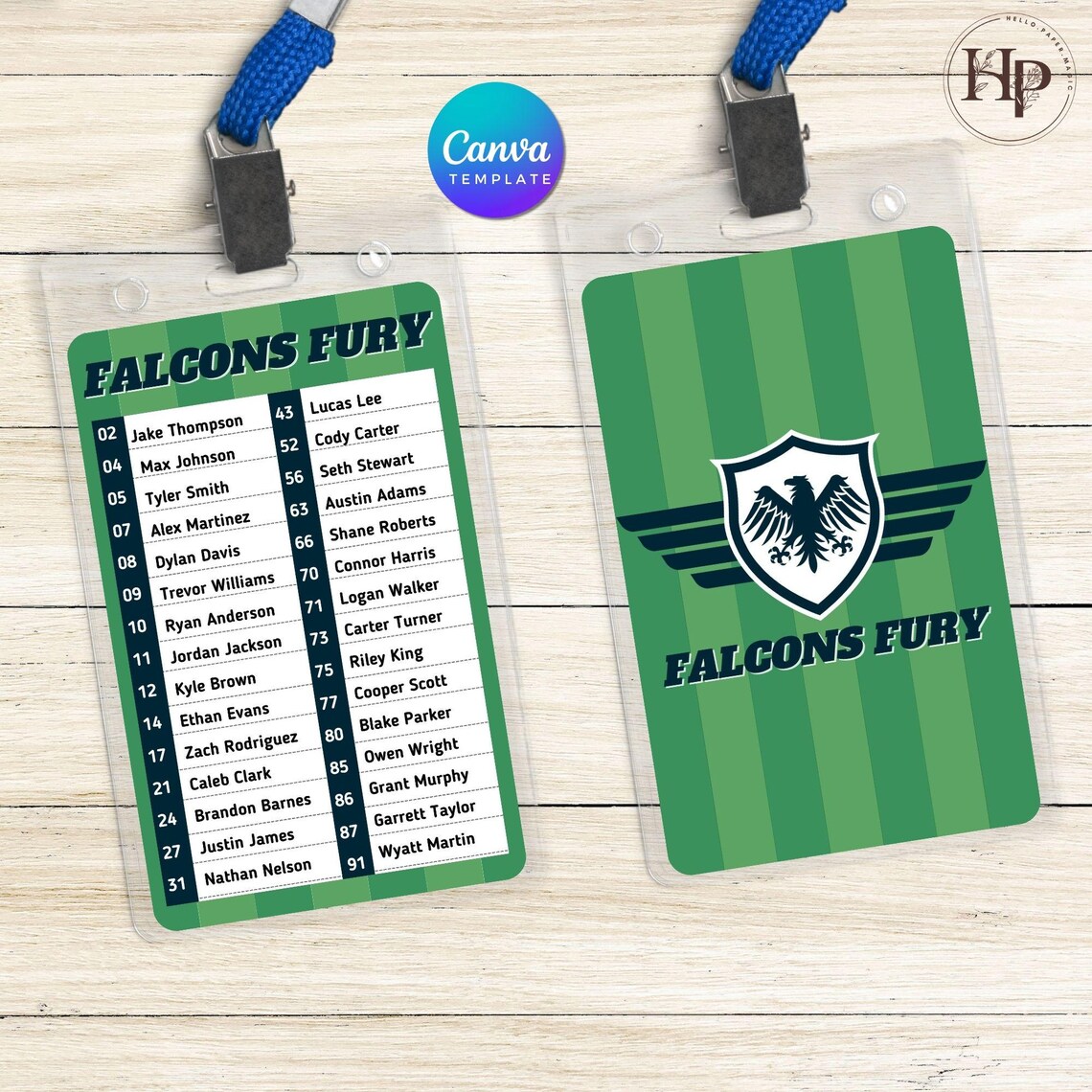 Editable Team Roster Card Template: Canva Sport Team Design - Etsy