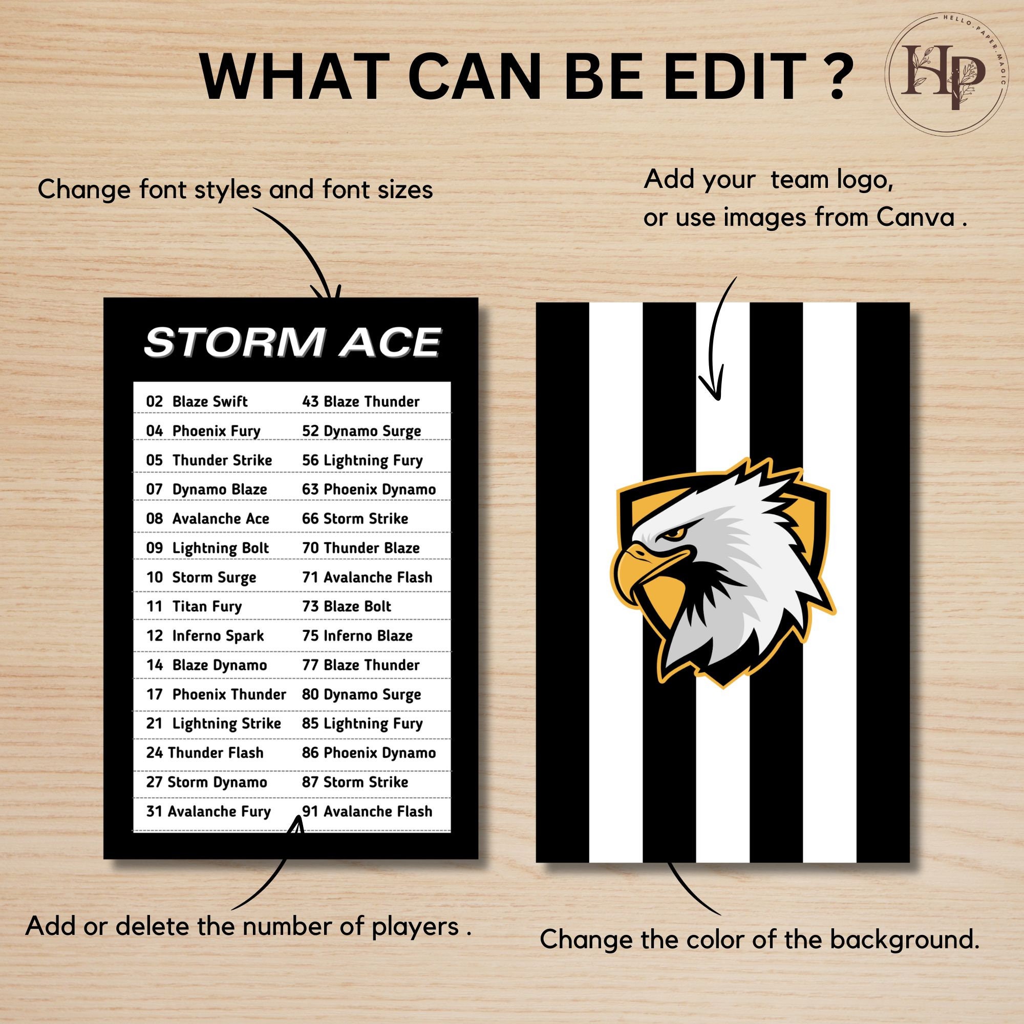 Team Roster Card Template, Editable Team Roster Card, Team Roster Card