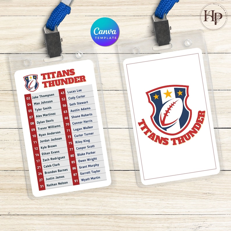 Editable Team Roster Card Template: Sports Team Canva Design - Etsy