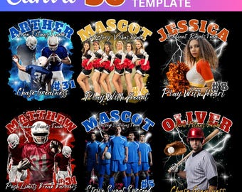 Football Mascot Shirt Template: Editable 90s Photo Collage (Canva Digital Download)