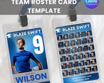 Editable Photo Team Roster Lanyard Card: Canva Template (Digital Download)
