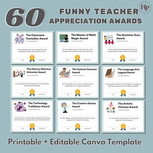 Funny Teacher Appreciation Award Certificate,Printable PDF, Editable Canva Template,Recognition and Funny Gift for Teacher Appreciation