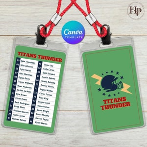 Team Roster Card Template, Editable Team Roster Card, Team Roster Card for Sport Team or any Team, Canva Template
