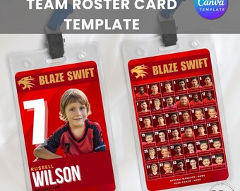 Editable Photo Team Roster Lanyard Card: Canva Template (Digital Download)