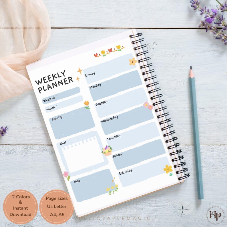 Pastel Weekly Planner Printable | Minimalist Schedule (digital Download ...