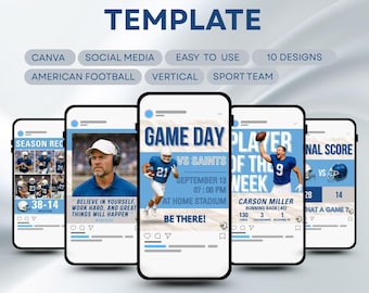 American Football Canva Templates | Sports Team Social Media Graphics (Digital Download)