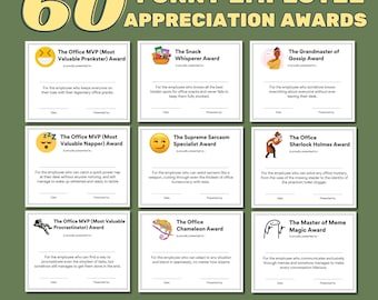 Funny Employee Appreciation Award Certificates: 60 Printable Awards (Canva Template)