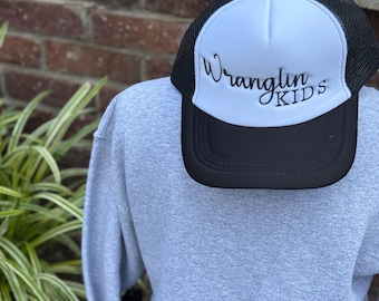 Wranglin' Kids Trucker Hat | Embroidered Western Mom Cap