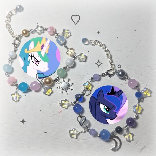 princess celestia and luna bracelets! my little pony mlp charm bracelets nightmare moon