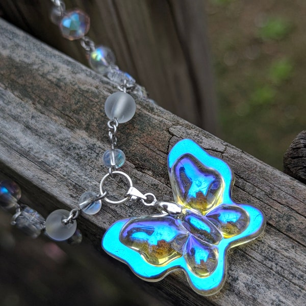 crystal butterfly necklace! pretty iridescent crystal