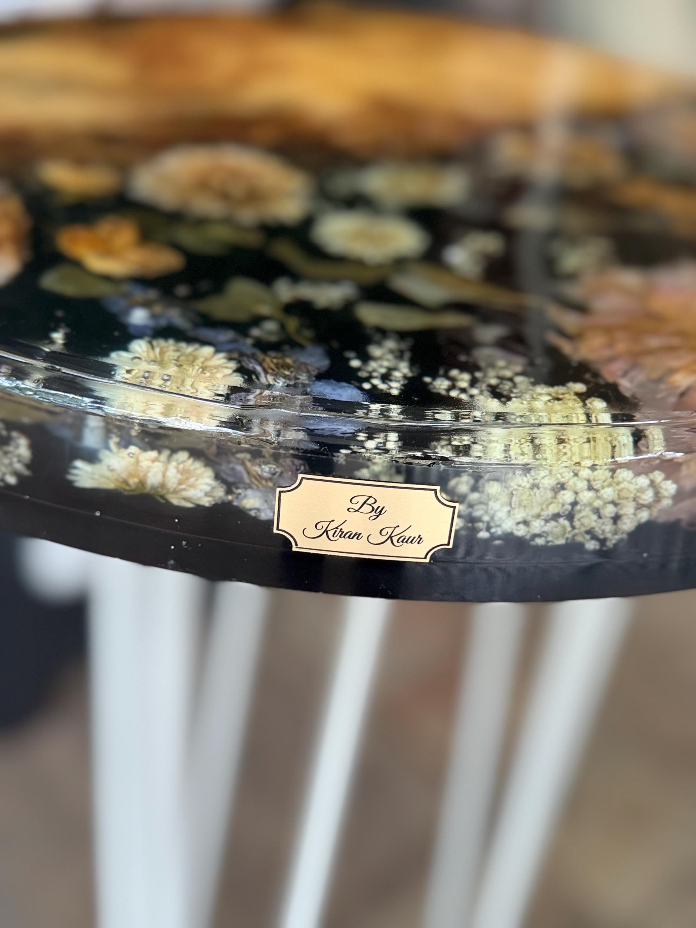 Handmade Epoxy Resin Flower Side Table Large 18