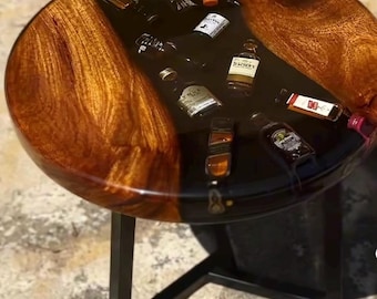 Handgemaakte bijzet- of salontafel van hars - volledig aanpasbaar - elke maat, vorm, hoogte en basisstijl.