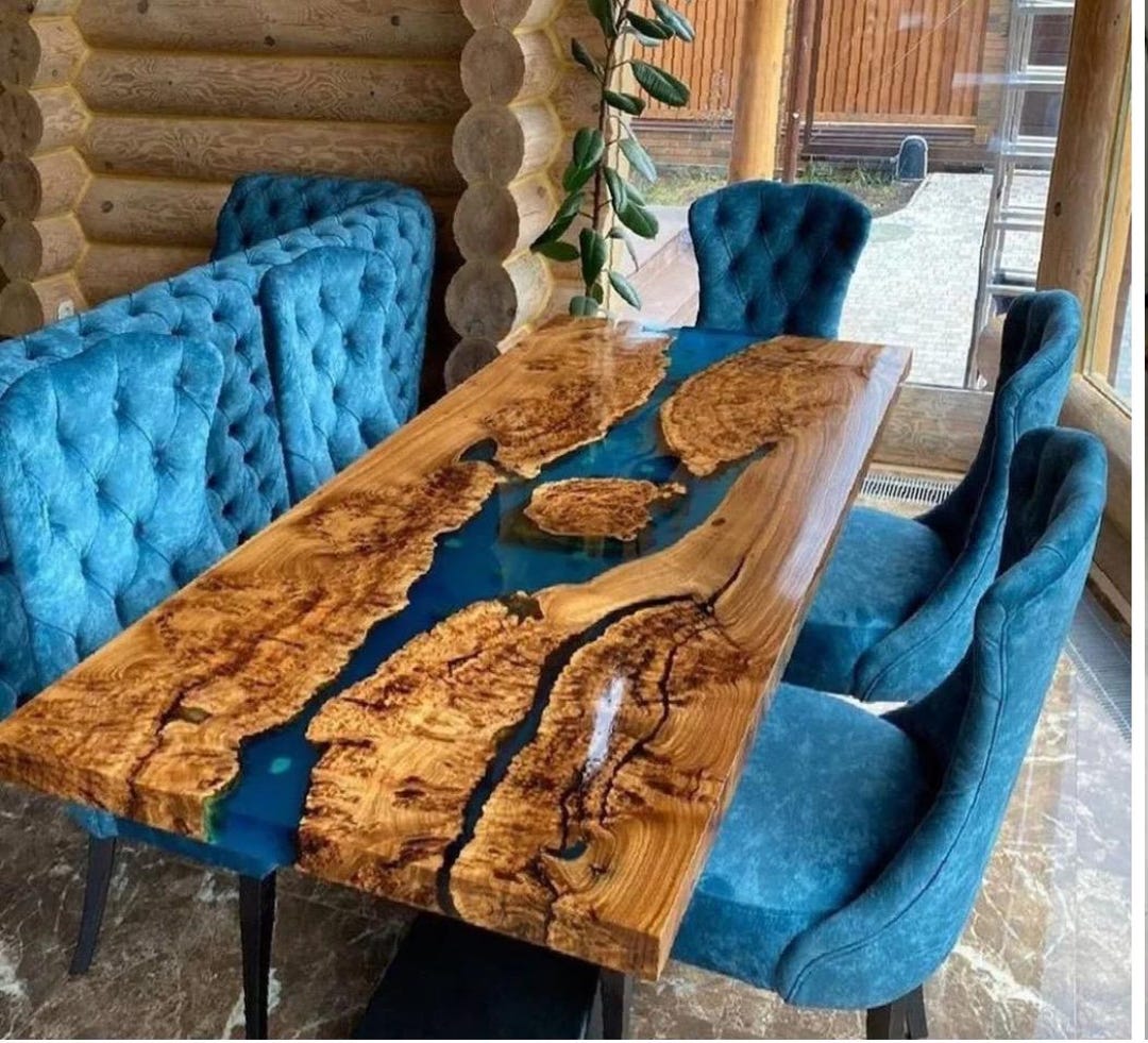 Handmade Wood Resin River Table, Custom Epoxy Dining Table - Etsy