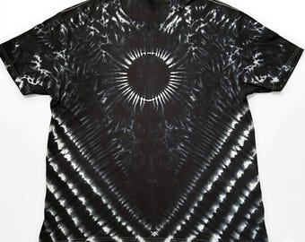 Tie Dye Shirt - Black Hole Sun - Black and White Psychedelic Festival -  Trippy - Short or Long Sleeve - Standard & Plus Sizes - Rave