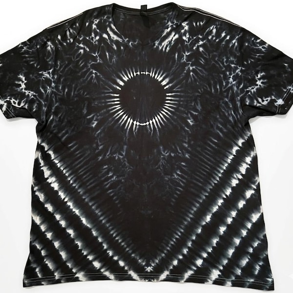 Tie Dye Shirt - Black Hole Sun - Black and White Psychedelic Festival -  Trippy - Short or Long Sleeve - Standard & Plus Sizes - Rave