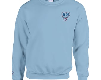 Personalized RN Embroidered Sweatshirt RN Sweatshirt Custom Sweater for Nurse | Nurse Graduation Gift For Her | Embroidered Nurse Sweatshirt