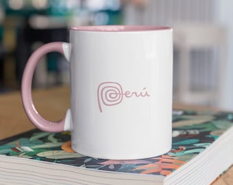 Accent Coffee Mug (11, 15oz), Marca Peru, Marca Peru Coffee Mug, Peruvian Mug, Peru Gift, Taza Peruana, Pink Peruvian Mug Peru Taza de Cafe