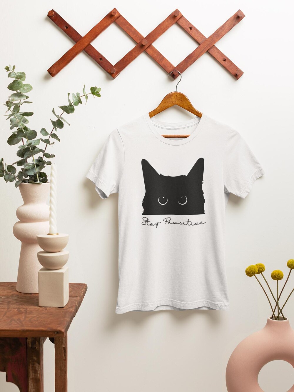 Cat Tshirt, Cute Cat Tshirt Black Cat Shirt,Cat Peeking Tshirt,Womens Funny Tshirt,Gift For Cats Lover,Cat Mom Tshirt Gift For Animal Lovers Livingmall
