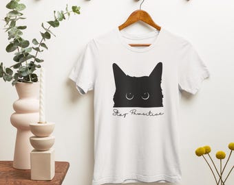Cat tshirt, Cute Cat tshirt Black Cat Shirt,Cat Peeking tshirt,Womens Funny tshirt,Gift for Cats Lover,Cat Mom tshirt Gift for Animal Lovers