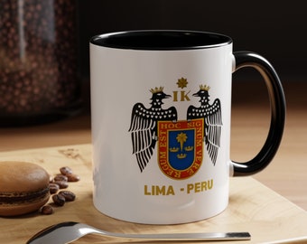 Accent Coffee Mug (11, 15oz) Peruvian Mug Lima Peru Taza Peruana Regalo Peruano Peru Lovers Gift Escudo de Lima Cafe Peru Peru