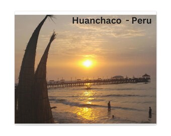 Huanchaco Peru Canvas, Huanchaco Beach, Peruvian Beach, Balneario Huanchaco, Playas de Peru, Trujillo Peru, Sunset, Sunset Lovers