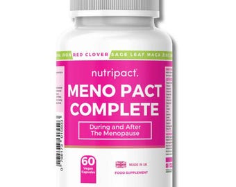 Perimenopaus och klimakteriets kosttillskott för kvinnor - Rödklöver, salviablad, macarot, vitaminer, mineraler - Meno Pact Complex - 60 kapslar