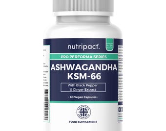 Capsules Ashwagandha KSM 66, gingembre et poivre noir - 60 unités