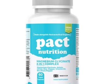 Magnesium Glycinate 8-in-1 Complex - High Strength Magnesium 60 Capsules UK
