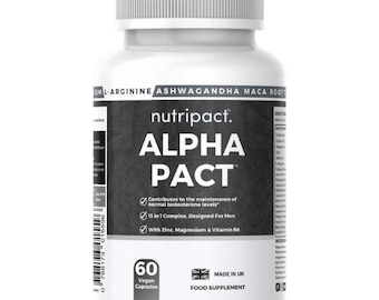 Supplément de soutien à la testostérone pour hommes avec tribulus terrestris, ashwagandha, racine de maca, zinc, magnésium, ginseng - 60 gélules Alpha Pact