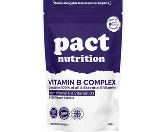 High Strength Vitamin B Complex: Vegan B1, B2, B12 with C & D3 - 120 Tablets