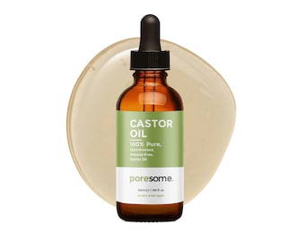 Aceite de ricino para cabello y piel 100 % puro, prensado en frío, sin hexano, en botella de vidrio ámbar - Poresome