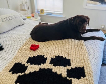 For the Love of Paws Chunky Knit Blanket